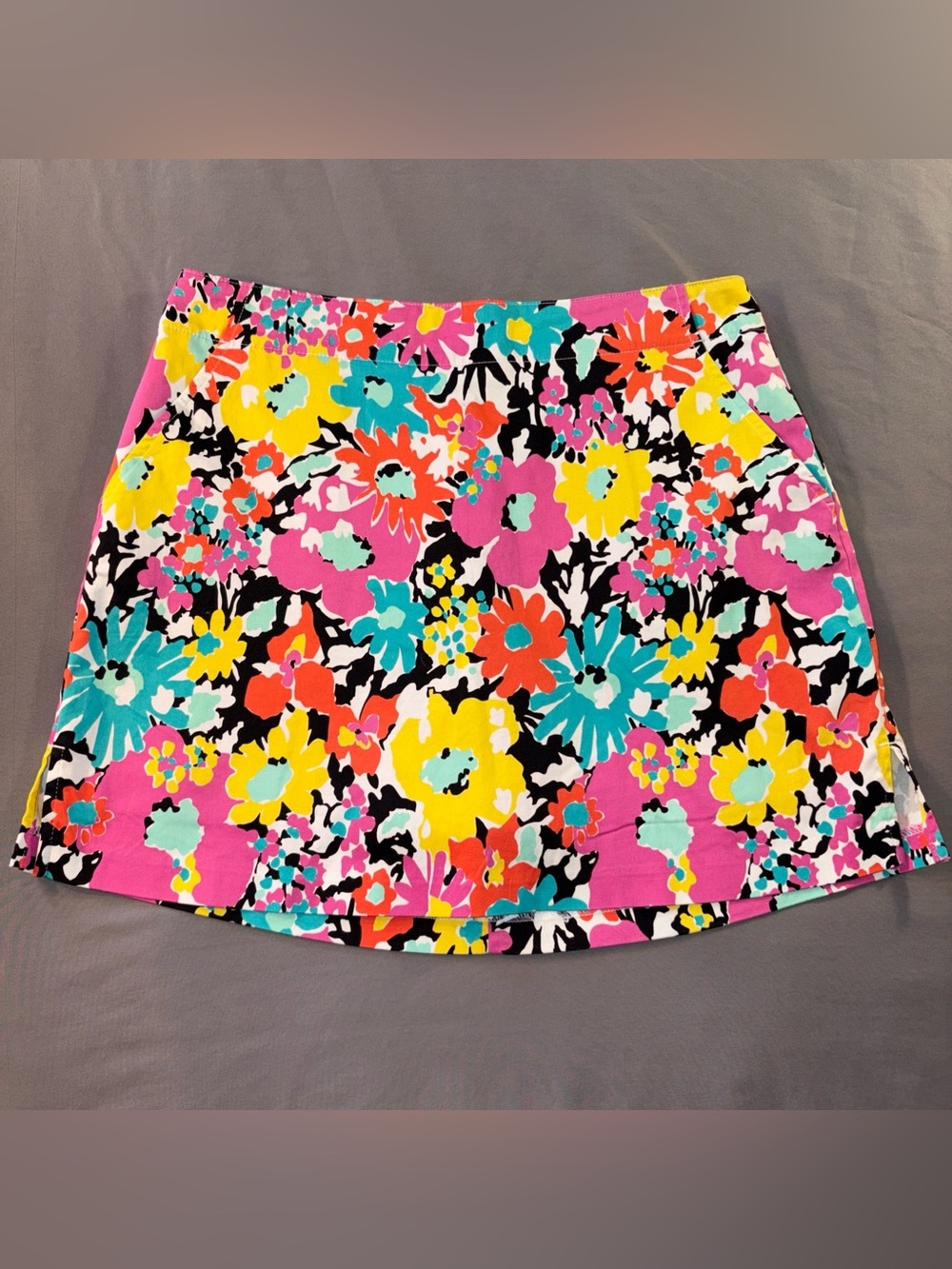 Lady Hagen Golf Skort Size 8 Floral Pink Blue Yellow Summer Pockets Stretch